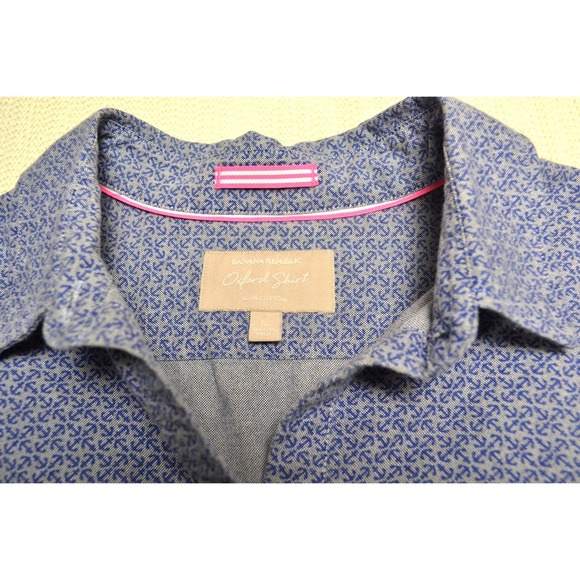 Banana‎ Republic Oxford Shirt Womens Blue Anchor Nautical Button Down Cotton L - Picture 5 of 6